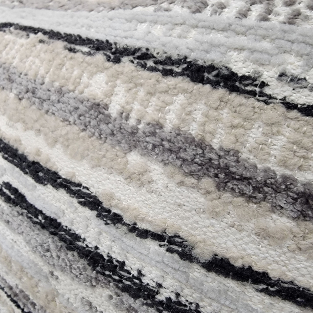 Modern Textured Striped Throw Pillow Covers Set of 2 Black Gray Cream 19”x19” - Picture 8 of 16